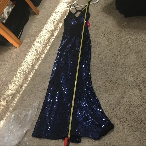 Morgan & Co size 5/6 keyhole back navy sequins dress - Picture 14 of 16